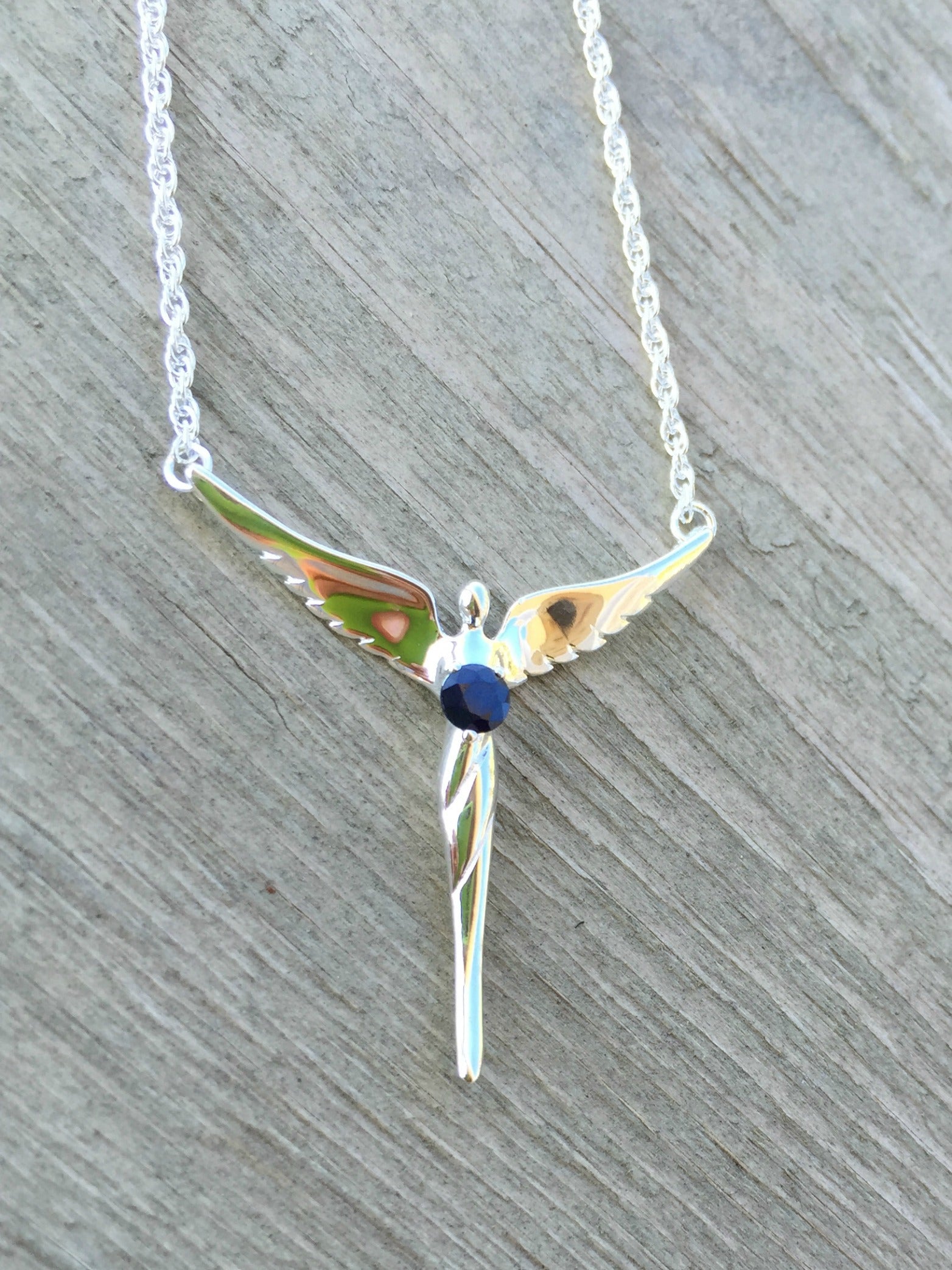 Birthstone Angel Necklace© Sapphire - Lavaggi Fine Jewelry